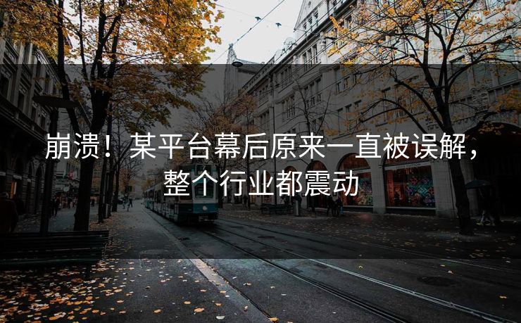 崩溃!某平台幕后原来一直被误解,整个行业都震动 崩溃!某平台幕后原来一直被误解,整个行业都震动